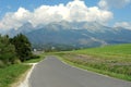 Road, mountains and clouds in Slovakia. Royalty Free Stock Photo