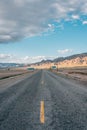 Road and mountains in the desert near Niland, California