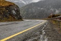 Road mountains fog hairpin curve Royalty Free Stock Photo