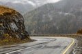 Road mountains fog hairpin curve Royalty Free Stock Photo