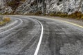 Road mountains fog hairpin curve Royalty Free Stock Photo