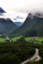 Road in the mountains. Mountainous landscape of Norway.