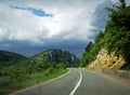 Road in the mountains - Serbian road along the Danube river Royalty Free Stock Photo