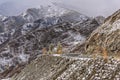 Road mountains snow hairpin curve Royalty Free Stock Photo