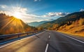 road in the mountains at sunset. Europe