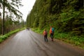 The road in the mountains. Walking People walk in the mountains.