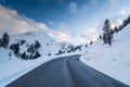 Road in the mountains, in winter time. Tyrol, Austria, Europe. The Alps