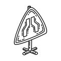 Road Narrows Icon. Doodle Hand Drawn or Outline Icon Style Royalty Free Stock Photo