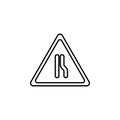 Road narrows icon. Element of traffic signs icon for mobile concept and web apps. Thin line Road narrows icon can be used for web Royalty Free Stock Photo