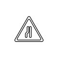 Road narrows icon. Element of traffic signs icon for mobile concept and web apps. Thin line Road narrows icon can be used for web Royalty Free Stock Photo