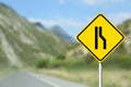 Road Narrows On Right road sign on highway, space for text Royalty Free Stock Photo