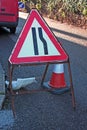 Road Narrows sign Royalty Free Stock Photo