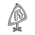 Road Narrows to The Left Icon. Doodle Hand Drawn or Outline Icon Style Royalty Free Stock Photo