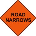Road Narrows warning sign Royalty Free Stock Photo