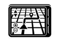 Road navigator display with route map on city map to get to destination. Transport simple style detailed logo icon vector