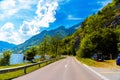 Road near the lake with mountains, Alpnachstadt, Alpnach Obwalden Switzerland
