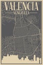 Road network poster of the downtown VALENCIA, VENEZUELA