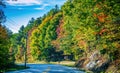 Road of New England in foliage season, USA Royalty Free Stock Photo