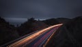 Road in the night with light trails - Azores Sao Miguel Portugal