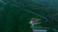 ROAD No.1081 of U-shape curve location, check-in and take photos of tourists travel trip of Nan Province, Thailand. aerial view