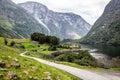 Road in Norway over mountains, hills, and fjords Royalty Free Stock Photo