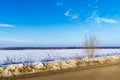 View from the window of the car but not yet melted snow in early Royalty Free Stock Photo