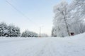 The road number 496 has covered with heavy snow in winter season at Lapland, Finland