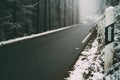 Road through Odenwald Forest in winter Royalty Free Stock Photo