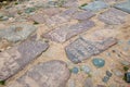 The road of the old gravestones near the church Royalty Free Stock Photo