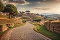 A road in one of the cities of the ancient Roman Empire.