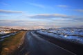 Road over Dartmoor national park snow Royalty Free Stock Photo