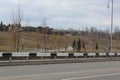 Road overlooking a city park