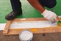 Road painter man worker marking street lines