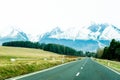 Road with panorama of High Tatra mountains Royalty Free Stock Photo