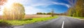 Road panorama on sunny spring day Royalty Free Stock Photo