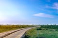 Road panorama on sunny spring day with lovely sky Royalty Free Stock Photo