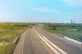 Road panorama on sunny spring day with lovely sky Royalty Free Stock Photo
