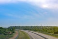 Road panorama on sunny spring day with lovely sky Royalty Free Stock Photo