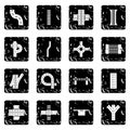 Road parts constructor icons set grunge vector