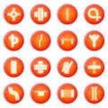 Road parts constructor icons set red vector