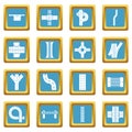 Road parts constructor icons set sapphirine square vector