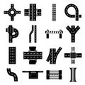 Road parts constructor icons set, simple style