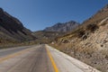 A road that passes through the Andes mountain range in the Route 60 and connects the city Santiago, Chile to Mendoza, Argentina. Royalty Free Stock Photo