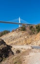 Millau, France - 02 20 2023 : old house under the Millau viaduct Royalty Free Stock Photo