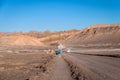 Road and path in Moon and Death Valley - Atacama Desert, Chile Royalty Free Stock Photo