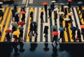 Road city pedestrian wet rain person umbrella urban crossing motion walk background street Royalty Free Stock Photo