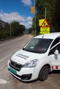 Road police control the traffik in Ullensvang, Norway