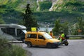 Road police control the traffik in Ullensvang, Norway