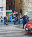 Road police Rome Italy crossroad Royalty Free Stock Photo