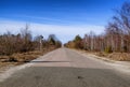 Road in Pripyat city ,   Chernobyl Exclusion Zone, Ukraine Royalty Free Stock Photo
